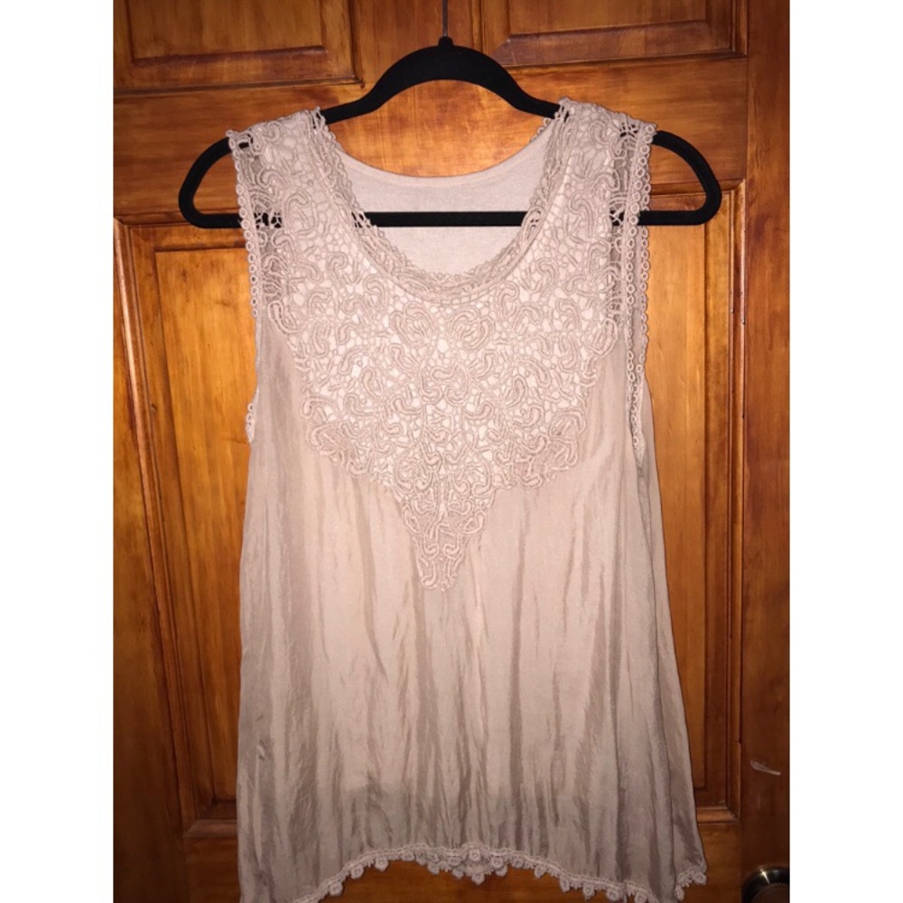 Dusty pink crochet tank top